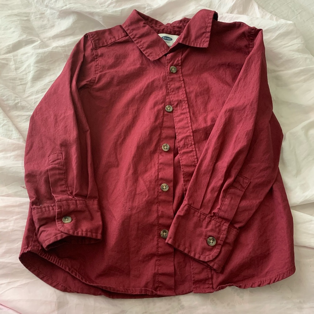 old navy boys maroon button down